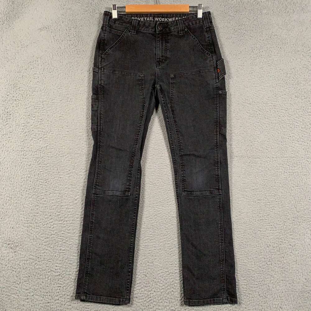 Dovetail Workwear Maven Slim Pants Womens 10/30 Black Double Knee Utility Jeans
